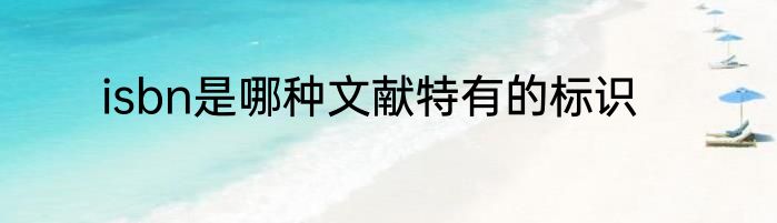 isbn是哪种文献特有的标识