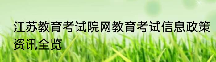 江苏教育考试院网教育考试信息政策资讯全览