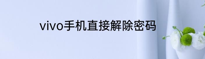 vivo手机直接解除密码