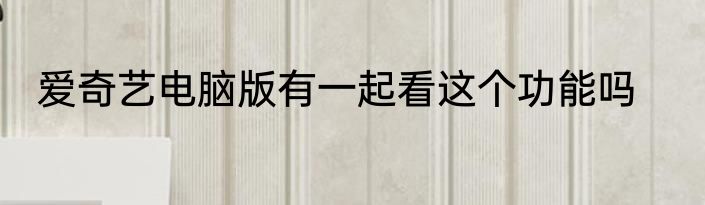 爱奇艺电脑版有一起看这个功能吗
