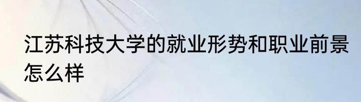 江苏科技大学的就业形势和职业前景怎么样