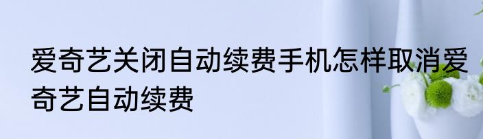 爱奇艺关闭自动续费手机怎样取消爱奇艺自动续费