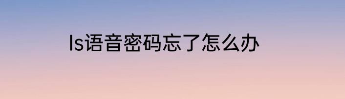 Is语音密码忘了怎么办