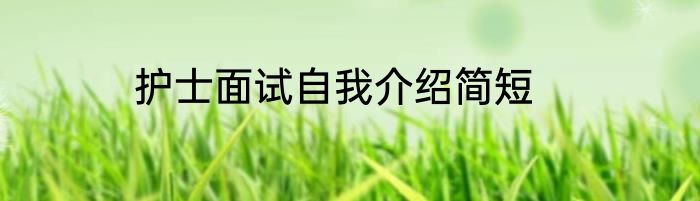 护士面试自我介绍简短