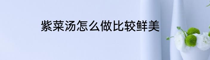 紫菜汤怎么做比较鲜美