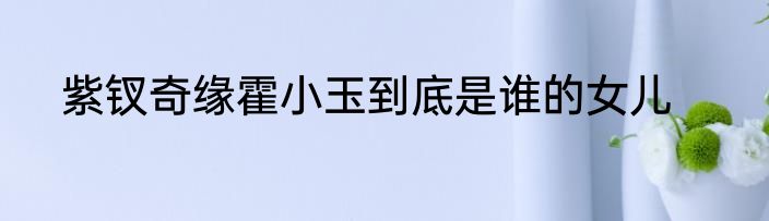 紫钗奇缘霍小玉到底是谁的女儿