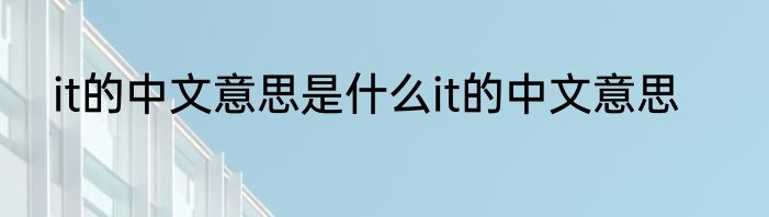 it的中文意思是什么it的中文意思