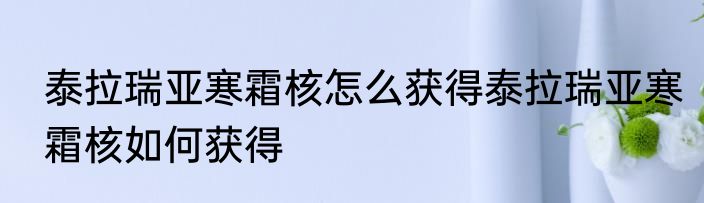 泰拉瑞亚寒霜核怎么获得泰拉瑞亚寒霜核如何获得