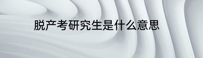 脱产考研究生是什么意思