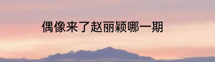 偶像来了赵丽颖哪一期