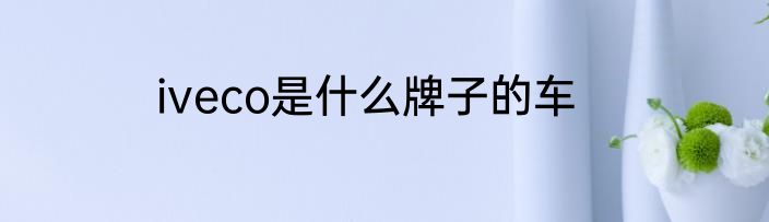 iveco是什么牌子的车
