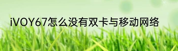 iVOY67怎么没有双卡与移动网络
