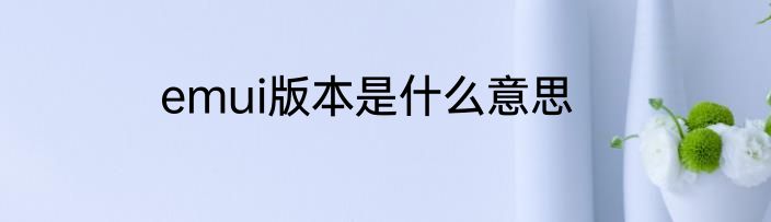 emui版本是什么意思