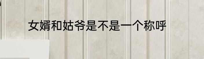 女婿和姑爷是不是一个称呼