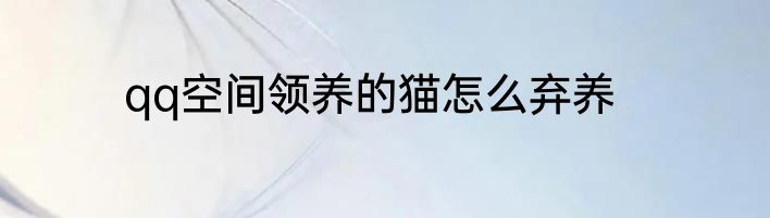 qq空间领养的猫怎么弃养