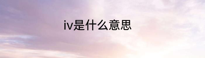 iv是什么意思