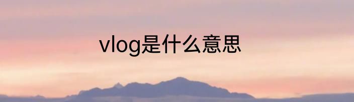 vlog是什么意思