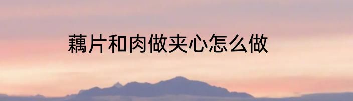 藕片和肉做夹心怎么做