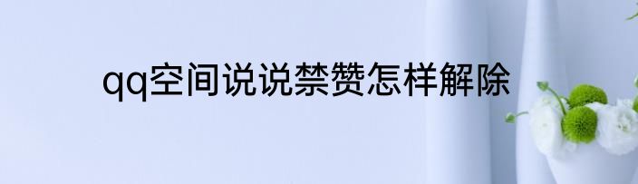 qq空间说说禁赞怎样解除