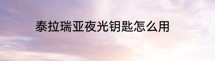 泰拉瑞亚夜光钥匙怎么用