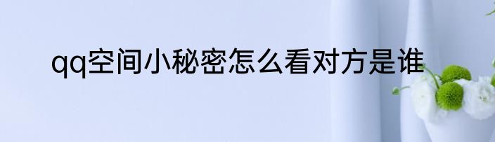 qq空间小秘密怎么看对方是谁