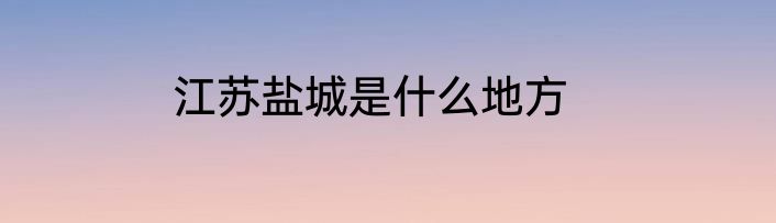 江苏盐城是什么地方