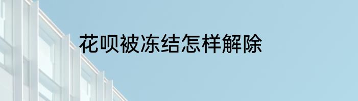 花呗被冻结怎样解除