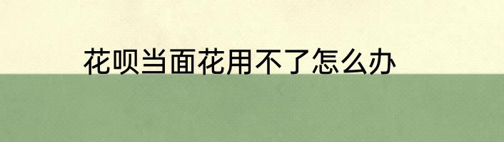 花呗当面花用不了怎么办