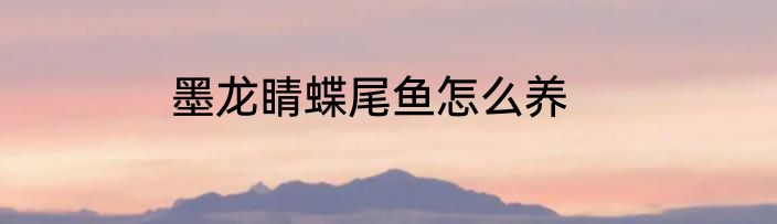 墨龙睛蝶尾鱼怎么养