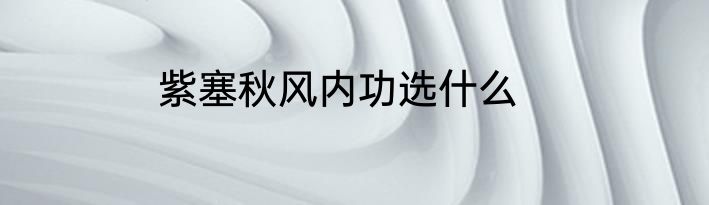 紫塞秋风内功选什么