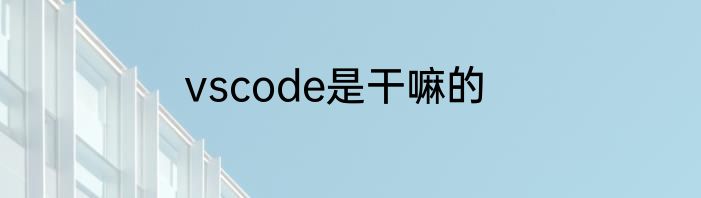 vscode是干嘛的