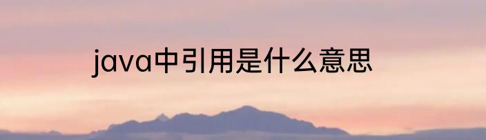 java中引用是什么意思