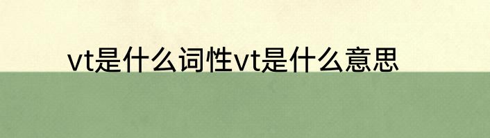 vt是什么词性vt是什么意思