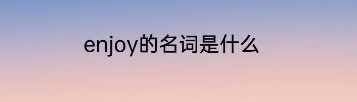 enjoy的名词是什么