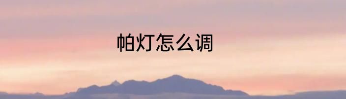帕灯怎么调