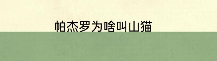 帕杰罗为啥叫山猫