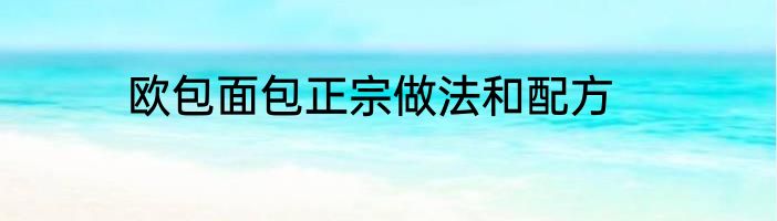 欧包面包正宗做法和配方