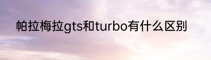 帕拉梅拉gts和turbo有什么区别