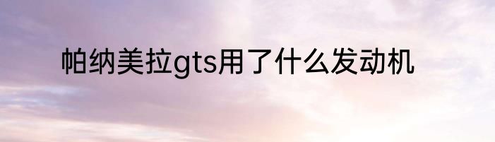 帕纳美拉gts用了什么发动机