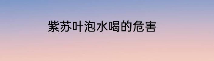紫苏叶泡水喝的危害