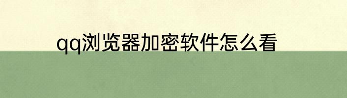 qq浏览器加密软件怎么看