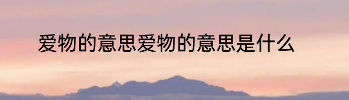 爱物的意思爱物的意思是什么