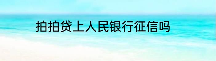 拍拍贷上人民银行征信吗