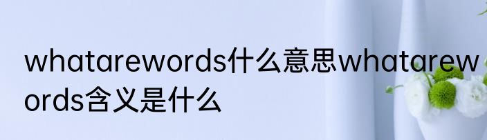 whatarewords什么意思whatarewords含义是什么