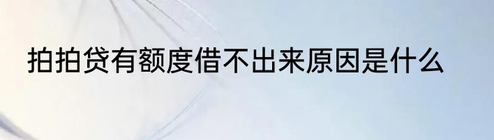 拍拍贷有额度借不出来原因是什么