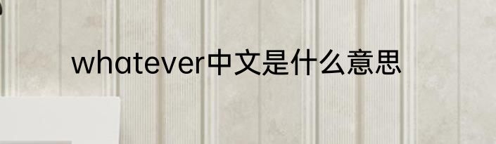whatever中文是什么意思