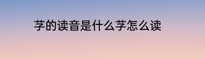 芓的读音是什么芓怎么读