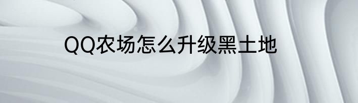 QQ农场怎么升级黑土地