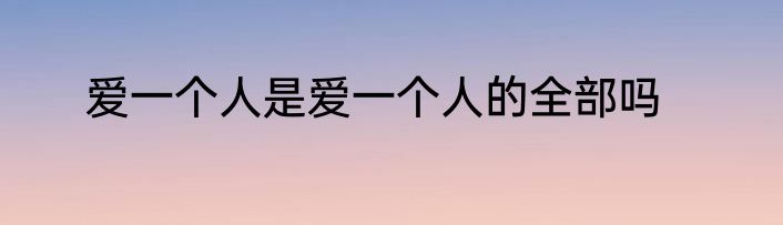 爱一个人是爱一个人的全部吗