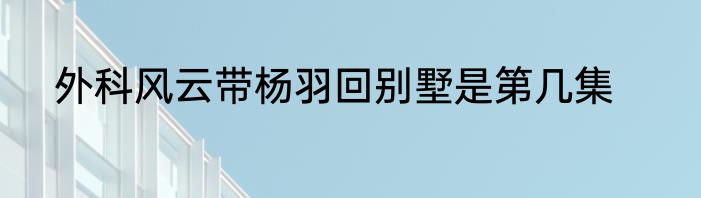 外科风云带杨羽回别墅是第几集